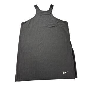 Nike Womens L Black Dri-Fit Side Slit Athletic Long Tank Top